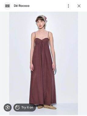 NWT De Rococo maroon poplin maxi dress